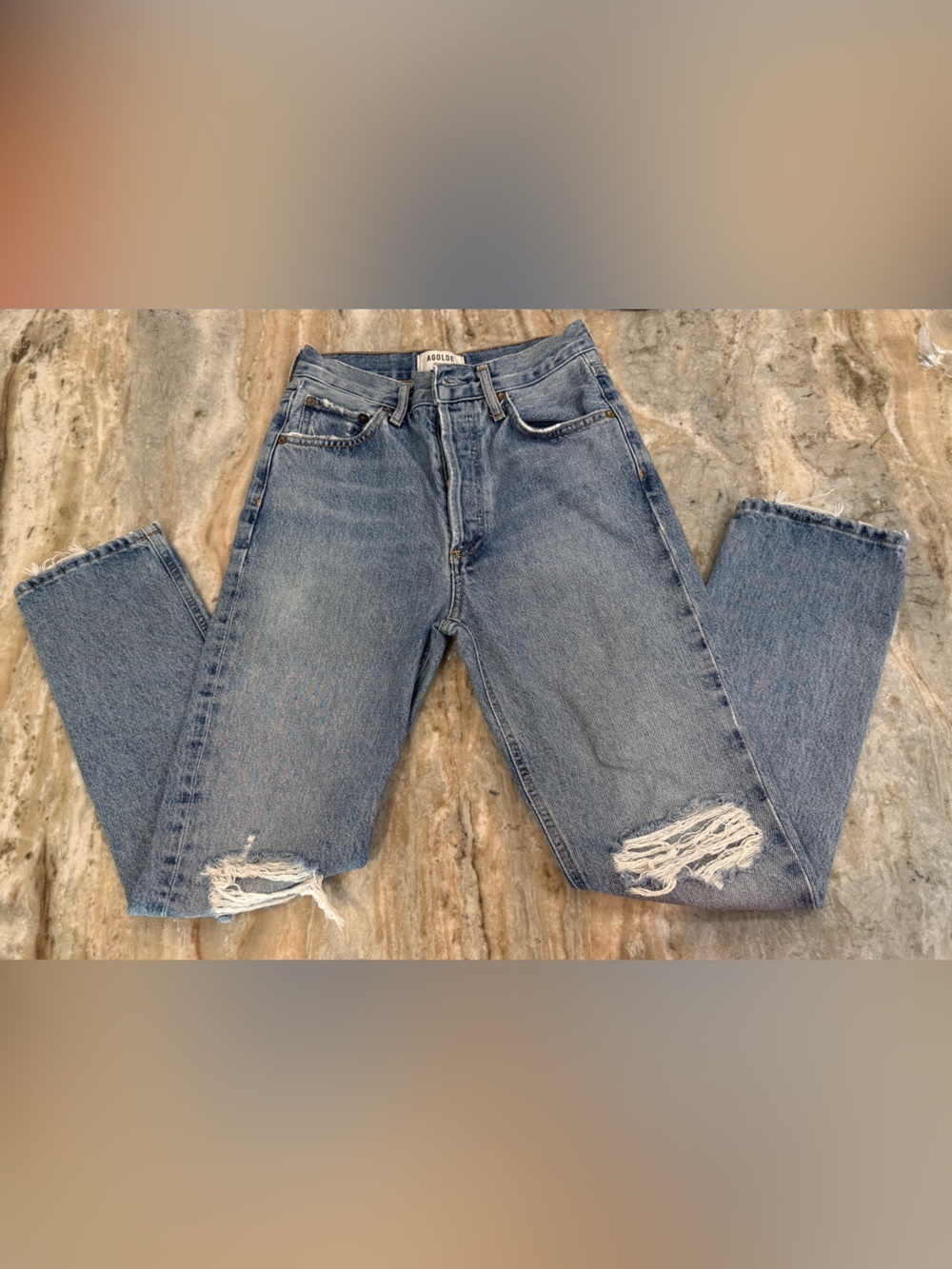 Women’s AGOLDE Riley High Rise distressed straight crop jeans- Size 24 - Picture 10 of 12